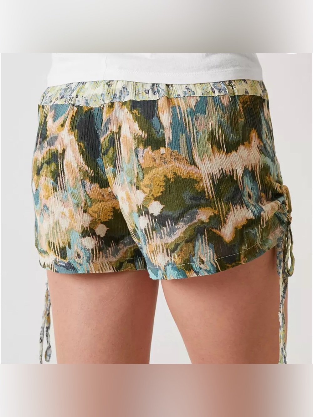 Free People Lisbon soft shorts medium sand ruched elastic bottoms